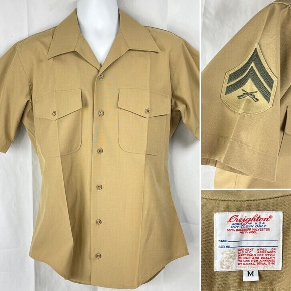Creighton Shirts Usmc Marine Corps E4 Corporal Khaki M Uniform